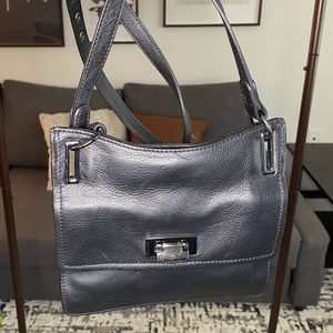 Black faux leather cross body